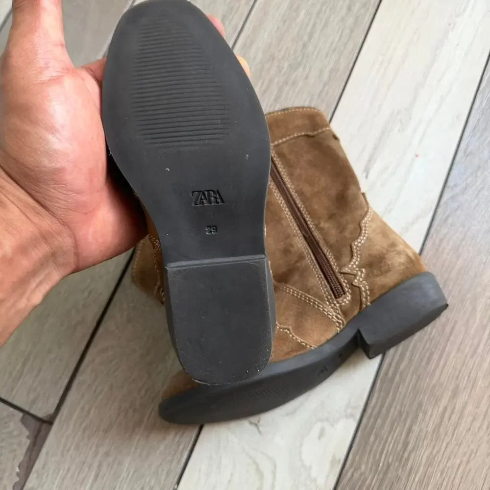 Zara kids brown suede western